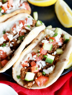 Greek pitas with ground beef photo