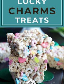 Pinterest image for lucky charms cereal treats