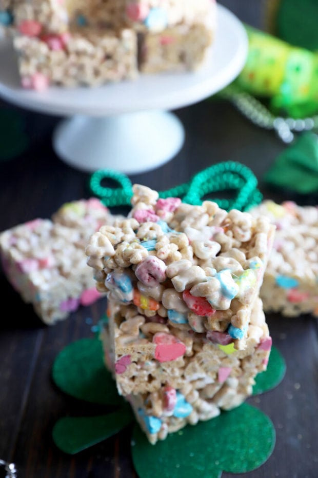 Stacked Lucky Charms cereal treats picture