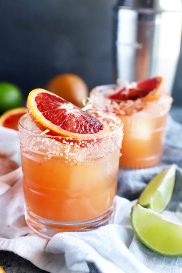 Side photo of blood orange margarita