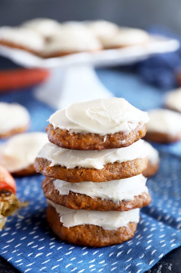 Carrot cake cookies in a stack image