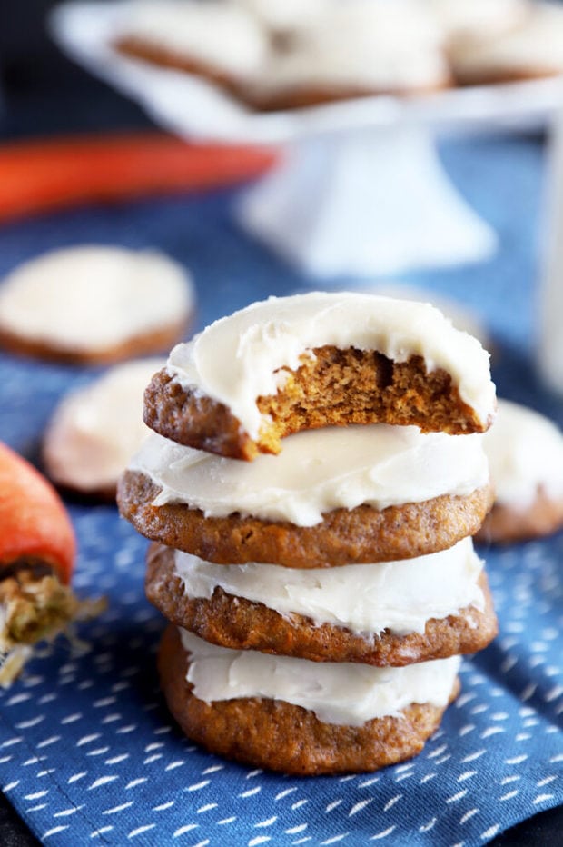 Bite taken out of carrot cake cookie photo