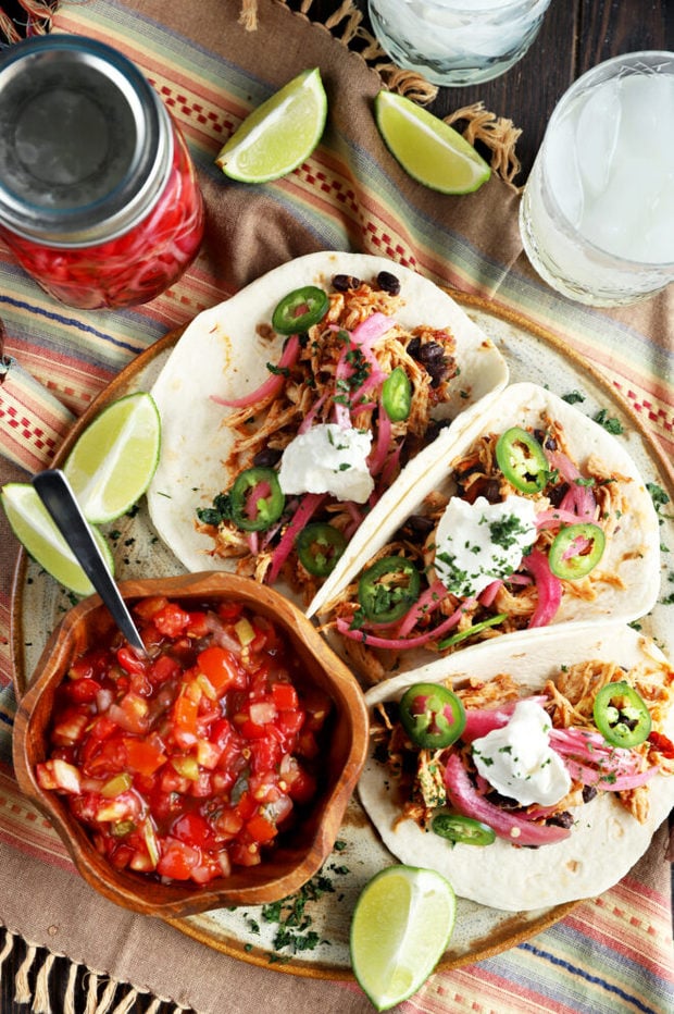 Overhead photo chicken tacos 