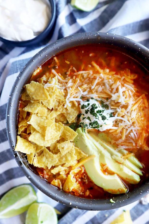 Instant Pot tortilla soup photo overhead