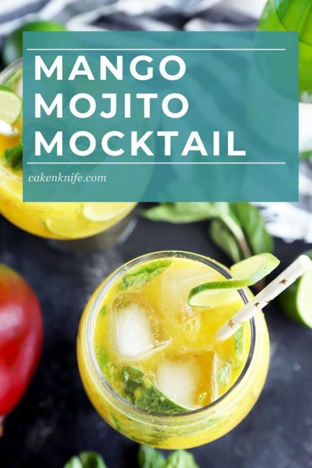 Mango mojito mocktail recipe Pinterest image