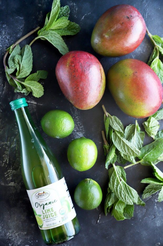 Overhead view of mojito ingredients 