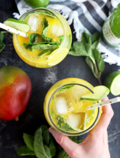 Hand holding mojito mocktail photo