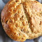 Overhead photo no yeast white bread loaf
