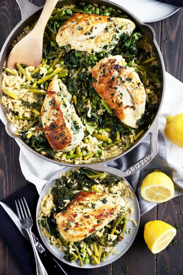 One skillet lemon goat cheese chicken image