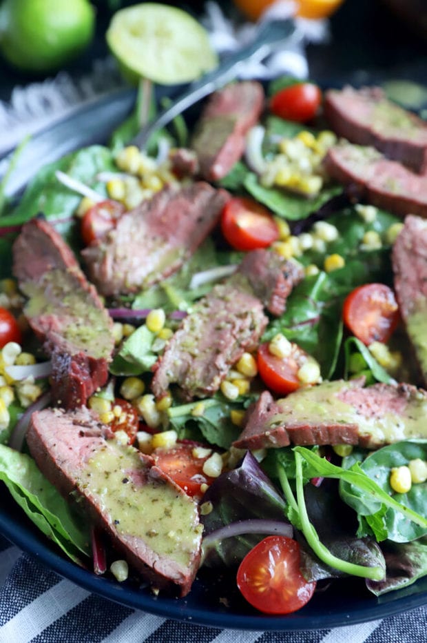 Mojo steak salad on a plate photo