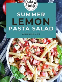 Pinterest graphic for lemon pasta salad