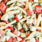 close up shot of summer lemon pasta salad