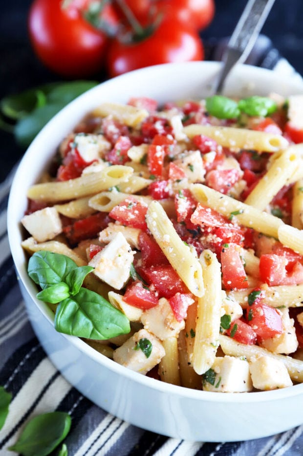 Summer pasta salad in a bowl picture