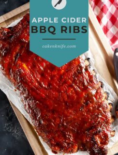 Pinterest graphic for apple cider ribs