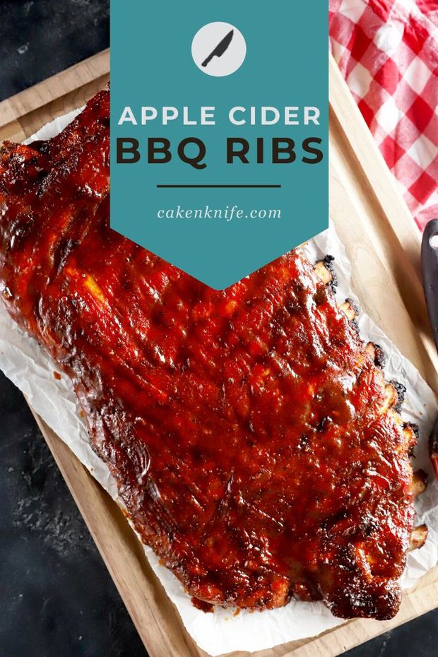 Pinterest graphic for apple cider ribs