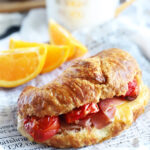 Side photo of breakfast prosciutto sandwich