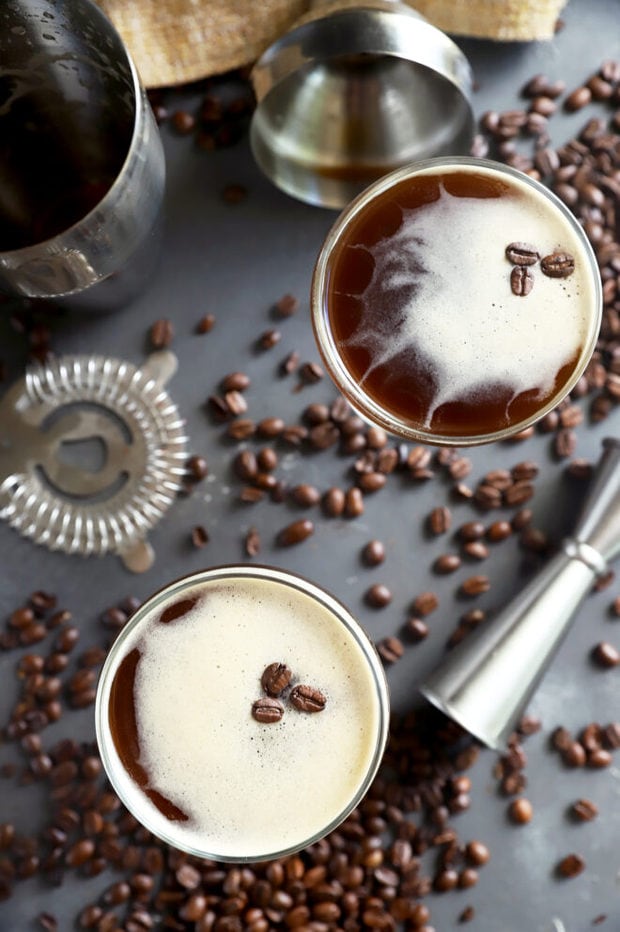 Overhead photo of espresso martinis