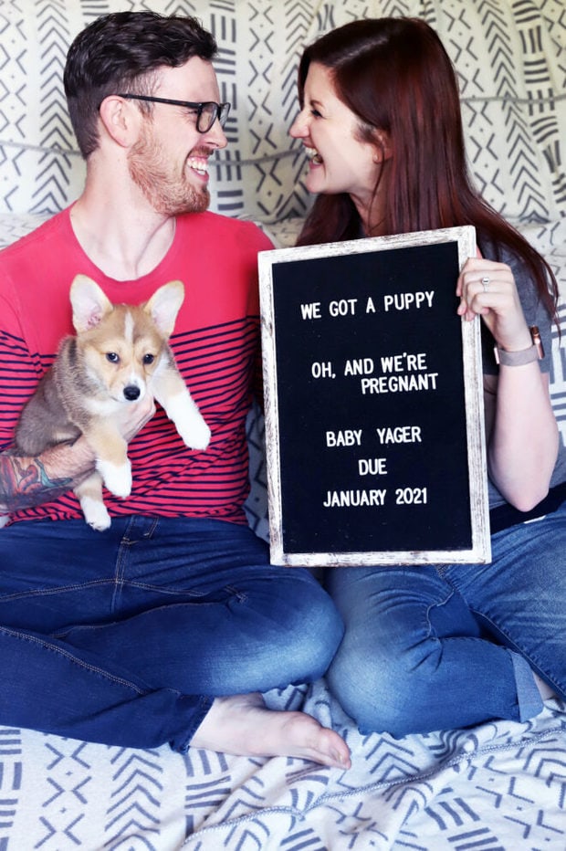 Maternity announcement first trimester recap picture