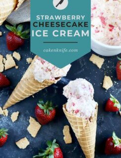 Strawberry cheesecake ice cream recipe Pinterest graphic