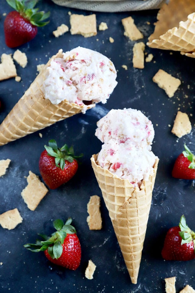 Ice cream in cones in photo