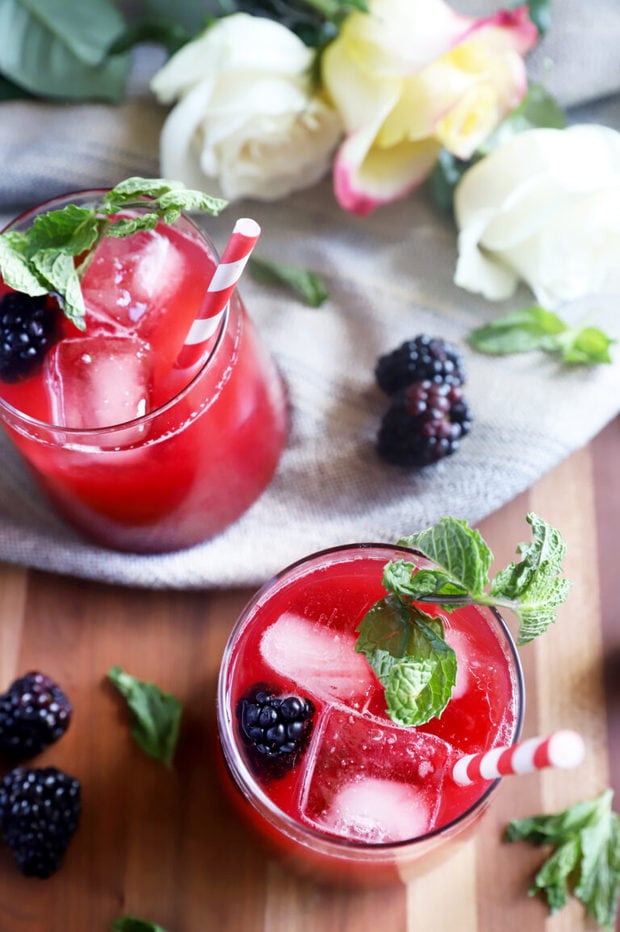Overhead photo blackberry cocktail