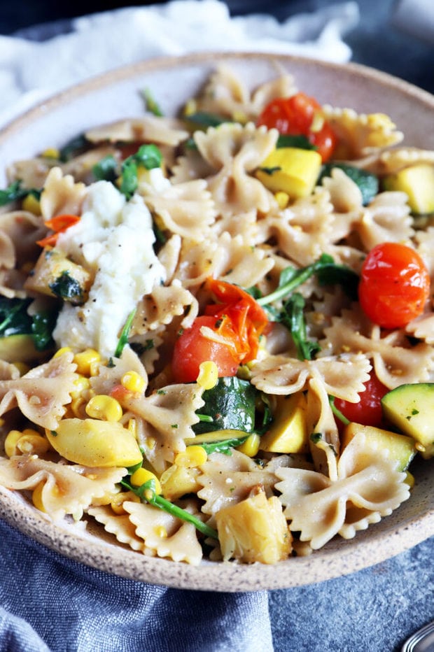 Farmer's market pasta in a bowl image