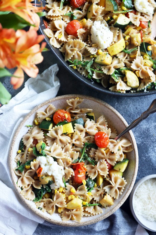 Photo of farmer's market pasta in a bowl