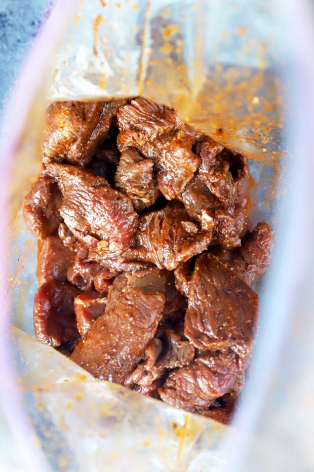 Steak in marinade in bag picture