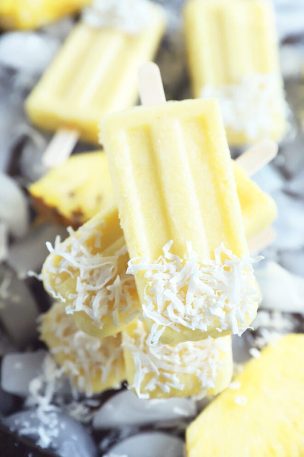Stack of pina colada popsicles image