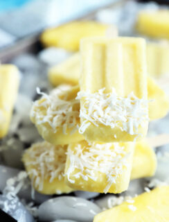 Stack of pineapple coconut popsicles photo
