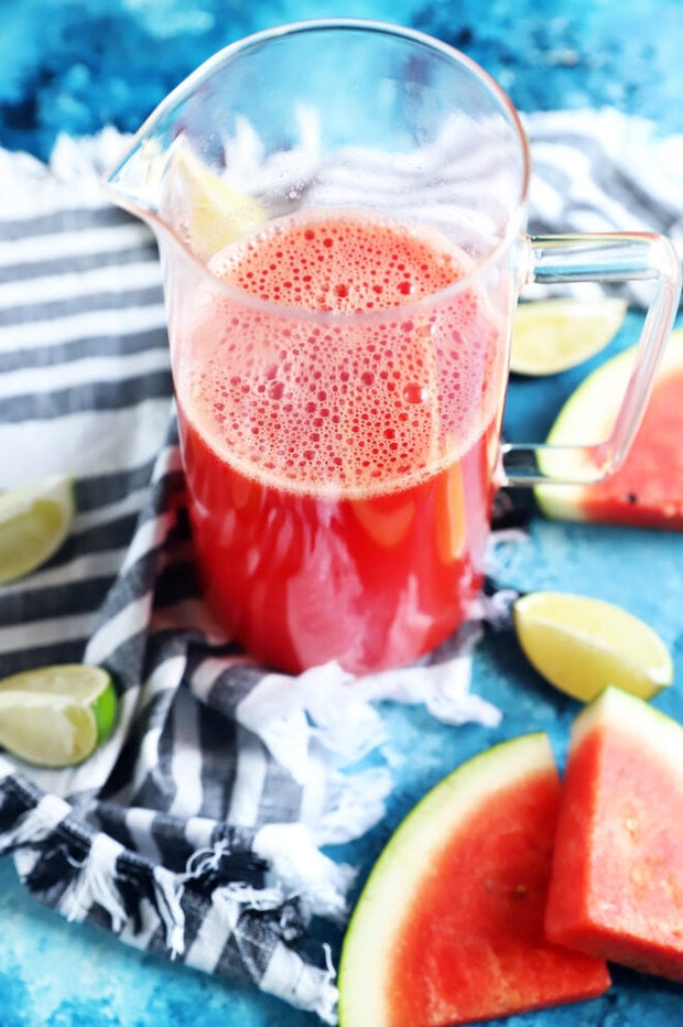 Watermelon agua fresca in pitcher image