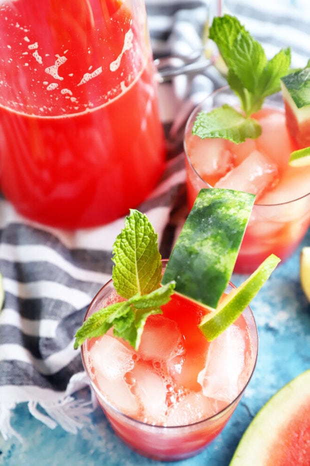 Overhead photo of agua fresca in glasses