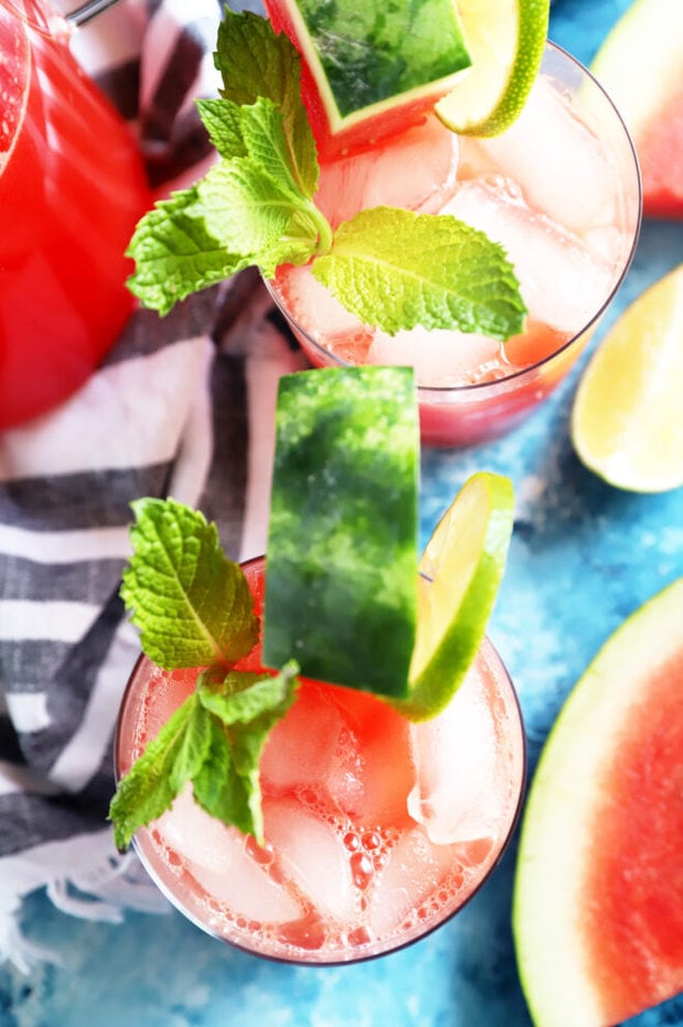 Watermelon Lime Agua Fresca overhead photo