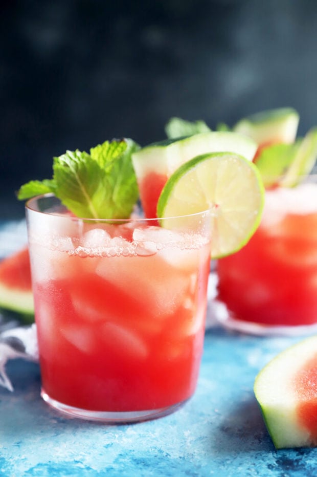 Side photo of watermelon agua fresca