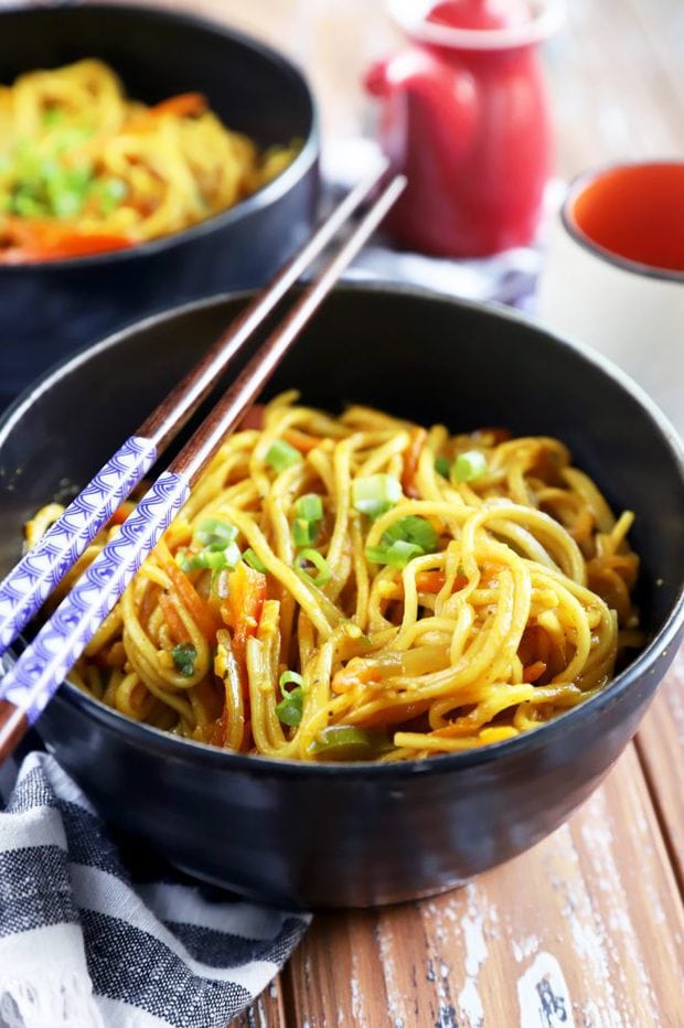 Chopsticks and Asian noodles picture