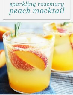 Sparkling Rosemary Peach Mocktail Pinterest Image