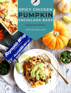 Spicy Black Bean Chicken Pumpkin Enchilada Bake Pinterest Image