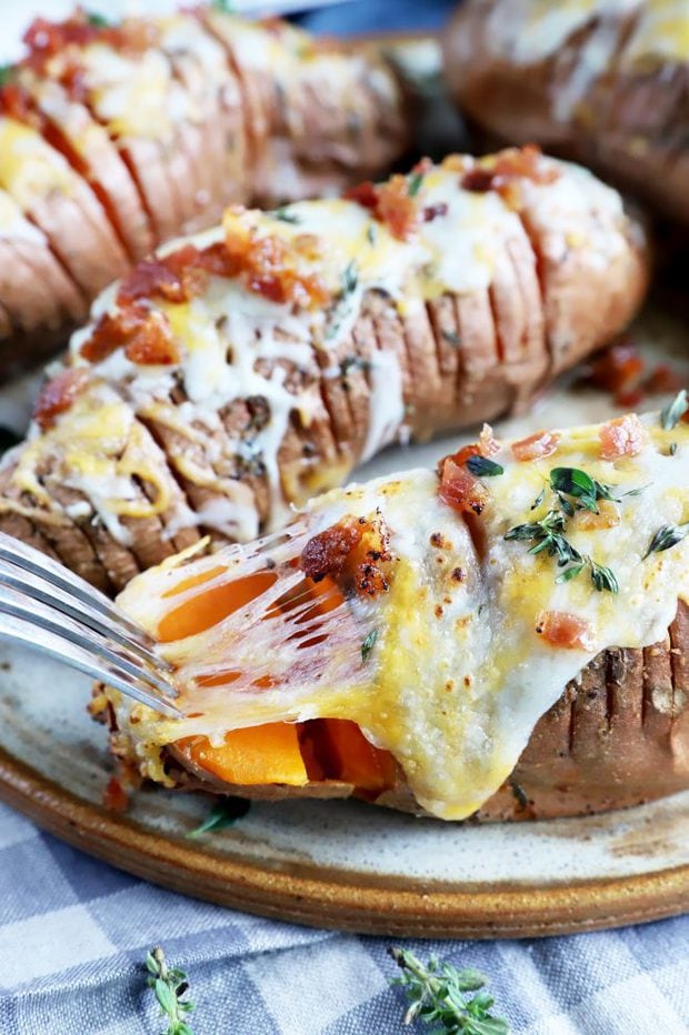 Cheese pull potatoes photo