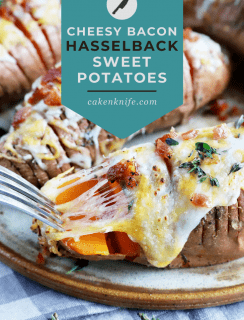 Cheesy Maple Bacon Hasselback Sweet Potatoes Pinterest Graphic