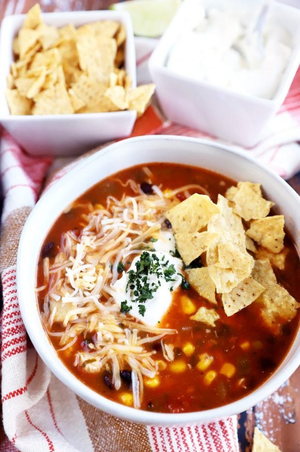 Enchilada soup in a bowl image