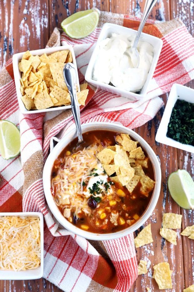 overhead photo of turkey soup