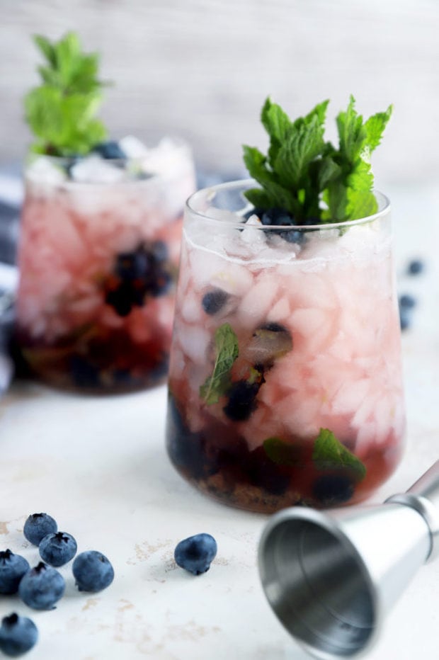 Side photo of blueberry mint julep