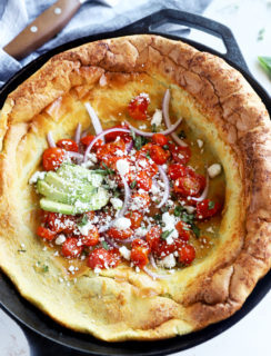 Dutch baby overhead image in skillet