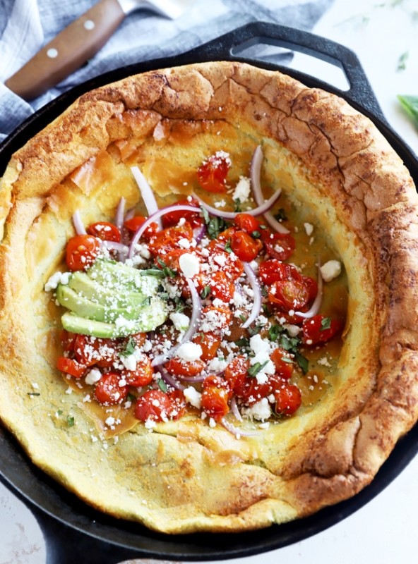 Dutch baby overhead image in skillet