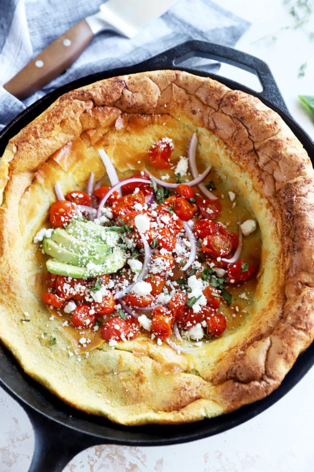 Dutch baby overhead image in skillet