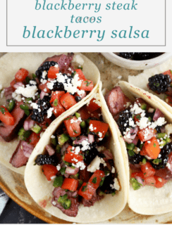 Grilled Blackberry Steak Tacos with Blackberry Salsa Pinterest image