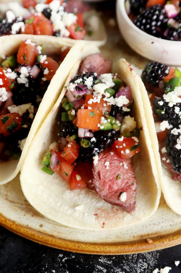 Blackberry steak tacos image