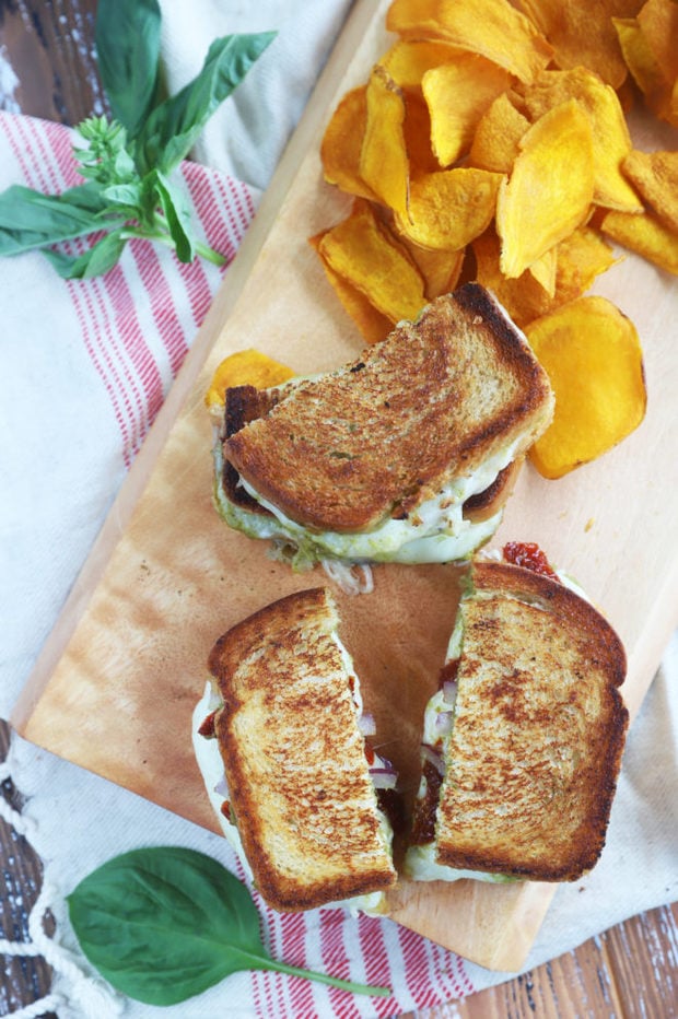 Two types of grilled cheese overhead picture