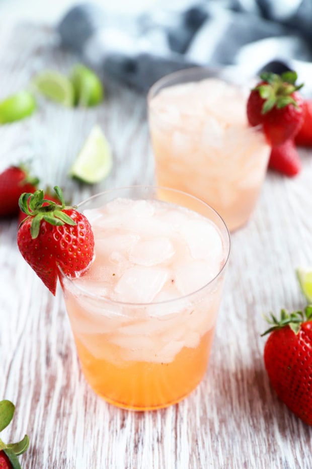 Photograph of tequila fizz with strawberries