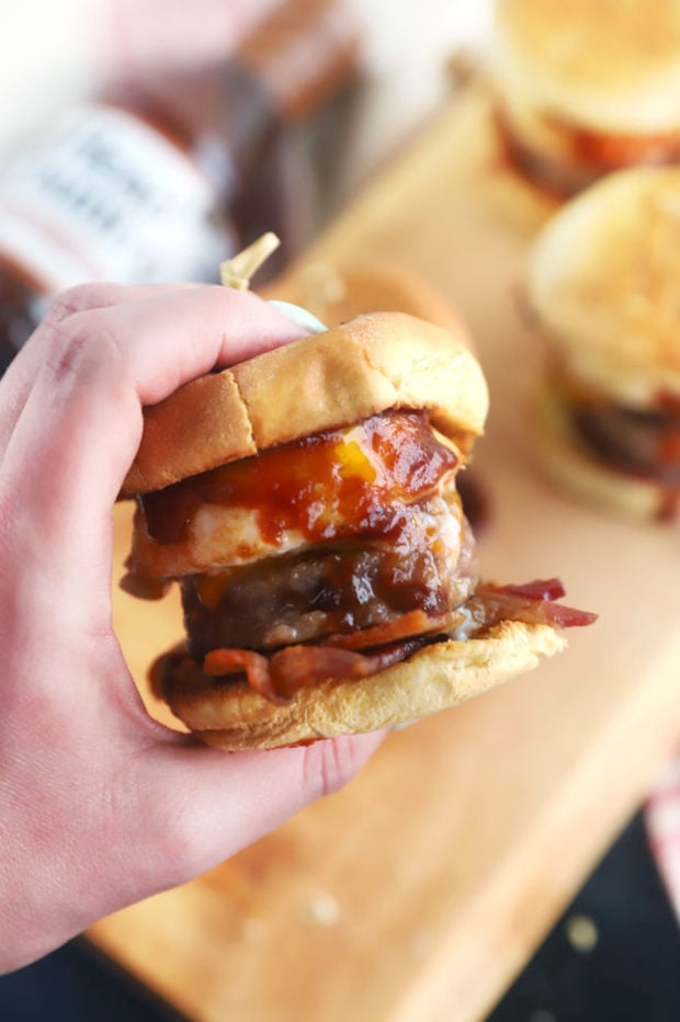 Hand holding BBQ slider image